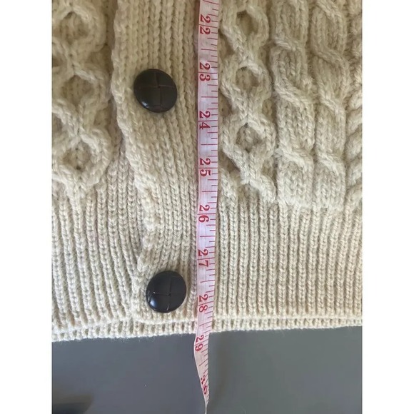 Carriggdonn Cream Cable Knit 100% Pure New Wool Vest Cardigan Made in Ireland - Picture 8 of 8